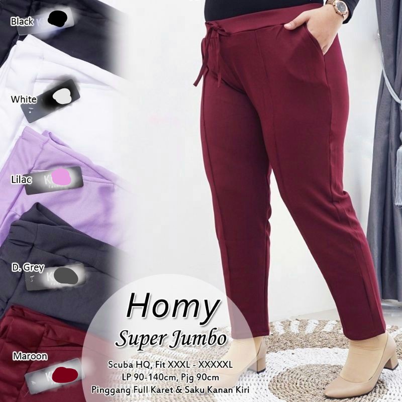 COD✅ READY SIZE REMAJA &amp; JUMBO up BB 80+kg / HOMY DOTY PANTS ~ TEBAL, MELAR &amp; RINGAN celana panjang wanita/XXXL/pensil tapered/bawahan muslimah/kasual ootd/kerja