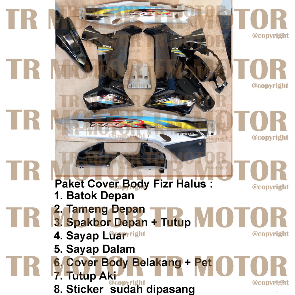 Cover Body Fizr F1zr Limited Edition Hitam Biru Full Set Halus Cover Bodi Yamaha Fiz r