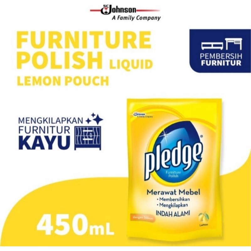 PLEDGE FURNITURE POLISH NATURAL BEAUTY LEMON 450 ML REFILL