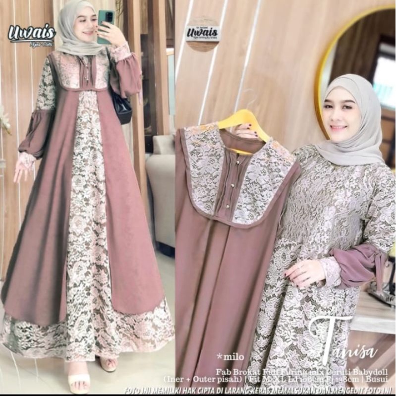 Tanisa dress By Uwais hijab clothing warna milo
