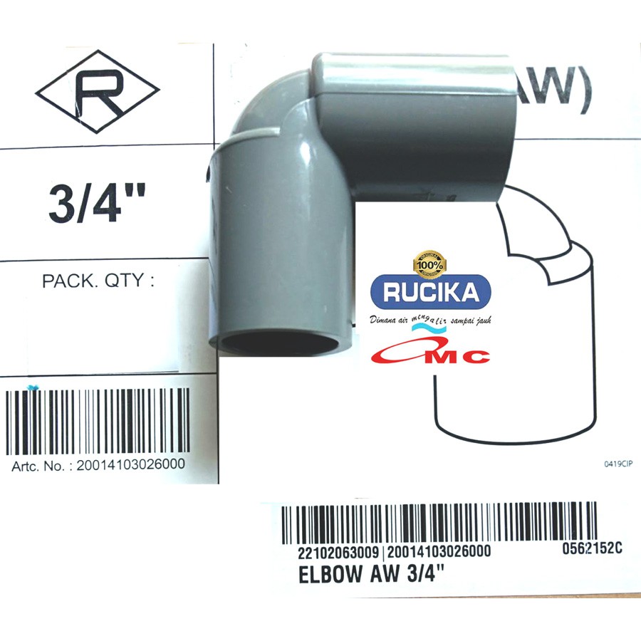 Sambungan Pipa Pralon Knee Keni Knie Elbow Aw 3/4 Inch RUCIKA