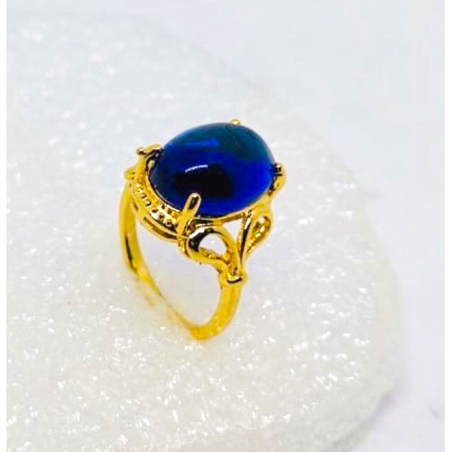 Cincin wanita lapis emas cincin batu obsidian cincin perhiasan fasion