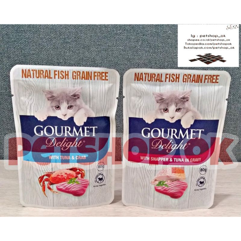 Gourmet Delight Natural fish train free 80gr / Makanan kucing wetfood