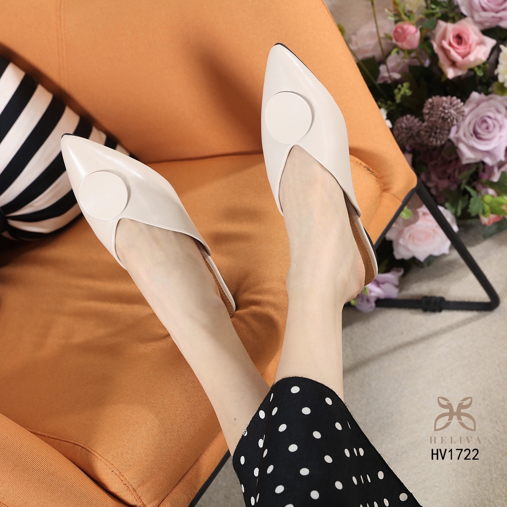 HELIVA VEGA Flat Shoes Mules Sepatu Lancip Bahan Kulit HV1722 Original Brand