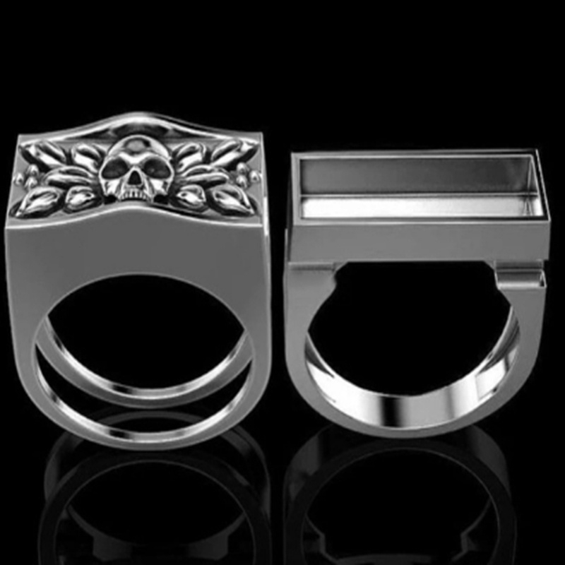 Cincin Sterling Silver   Desain Tengkorak Ukuran 7-14 Untuk Pria/Wanita