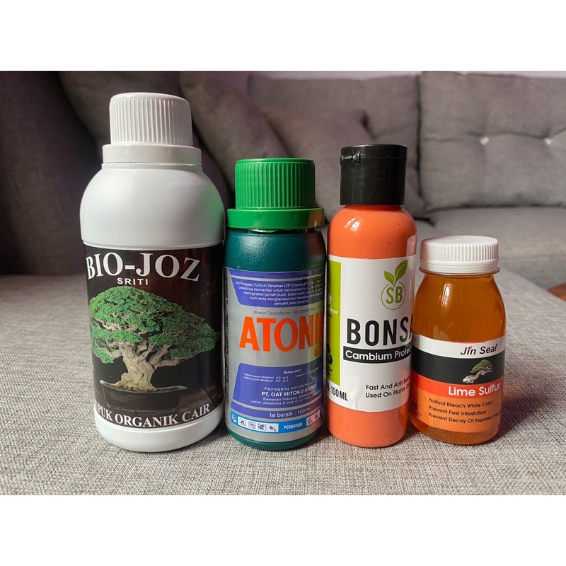 PAKET LENGKAP PUPUK BONSAI PUPUK TANAMAN PERANGSANG AKAR BIO JOZ SALEB KAMBIUM LIME SULFUR ALAT BONS