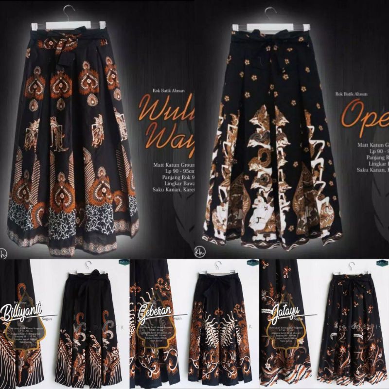 Rok Batik Warna Hitam Wulu wayang, Opera, Billiyanti, Geberan, jatayu