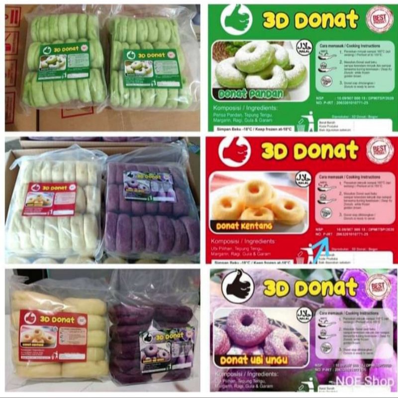 3D Donat Kentang/Ubi Ungu/Pandan Isi 20 pcs