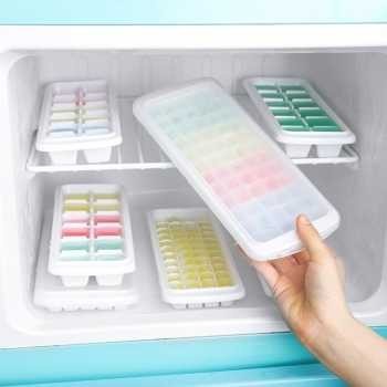 Cetakan Es Batu 12 48 60 Lubang Model Grid Kotak microwave ataupun freezer Dengan tutup