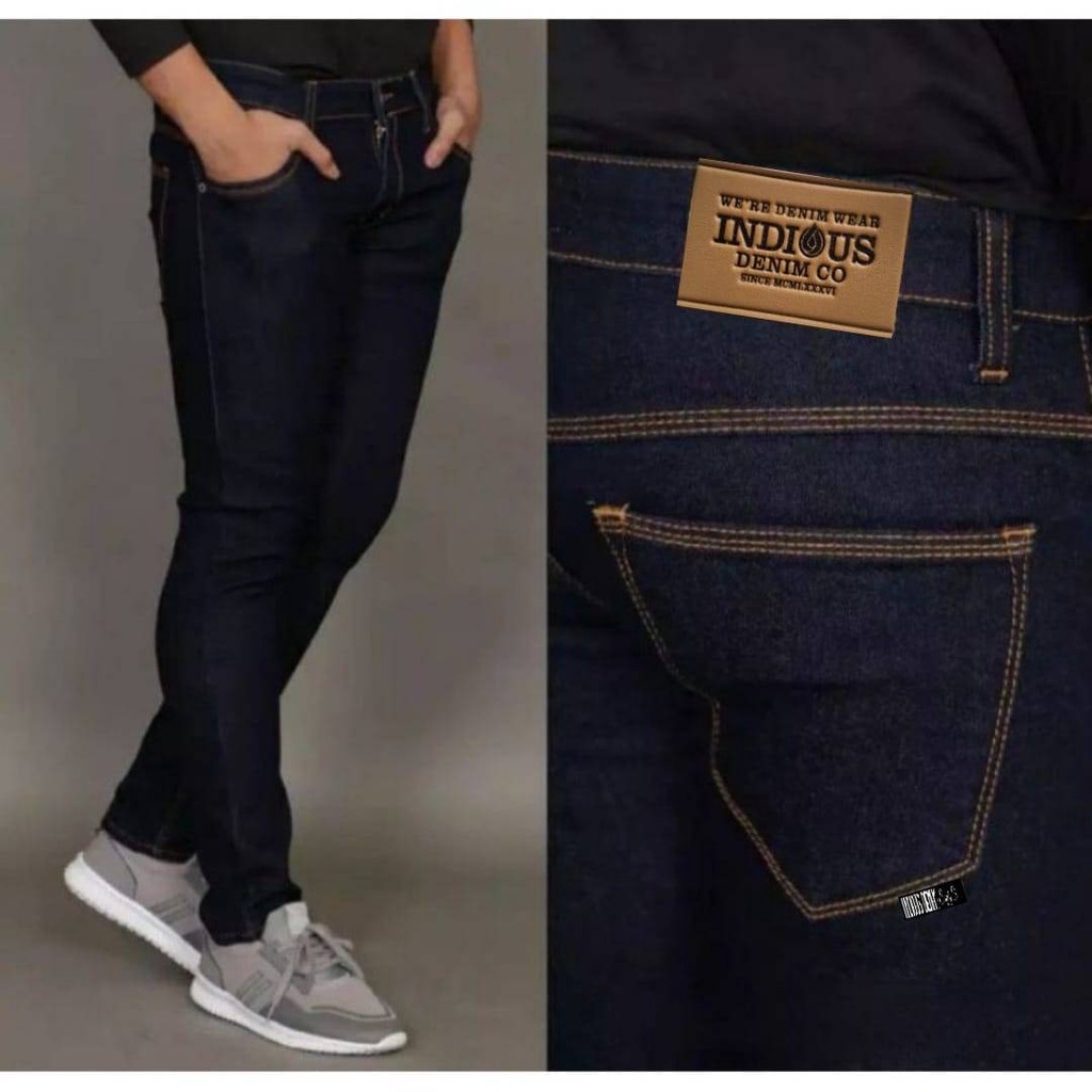 Celana Jeans Pria Slimfit MERK INDIOUS / Warna Blackjazz / Biru Dongker / Abu-abu / Hitam / Black / Biowosh