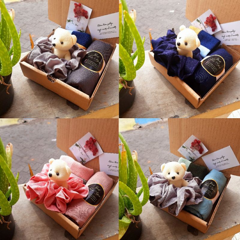 hampers hijab segiempat cepol ciput boneka gift box hadiah hamper hijab kado murah