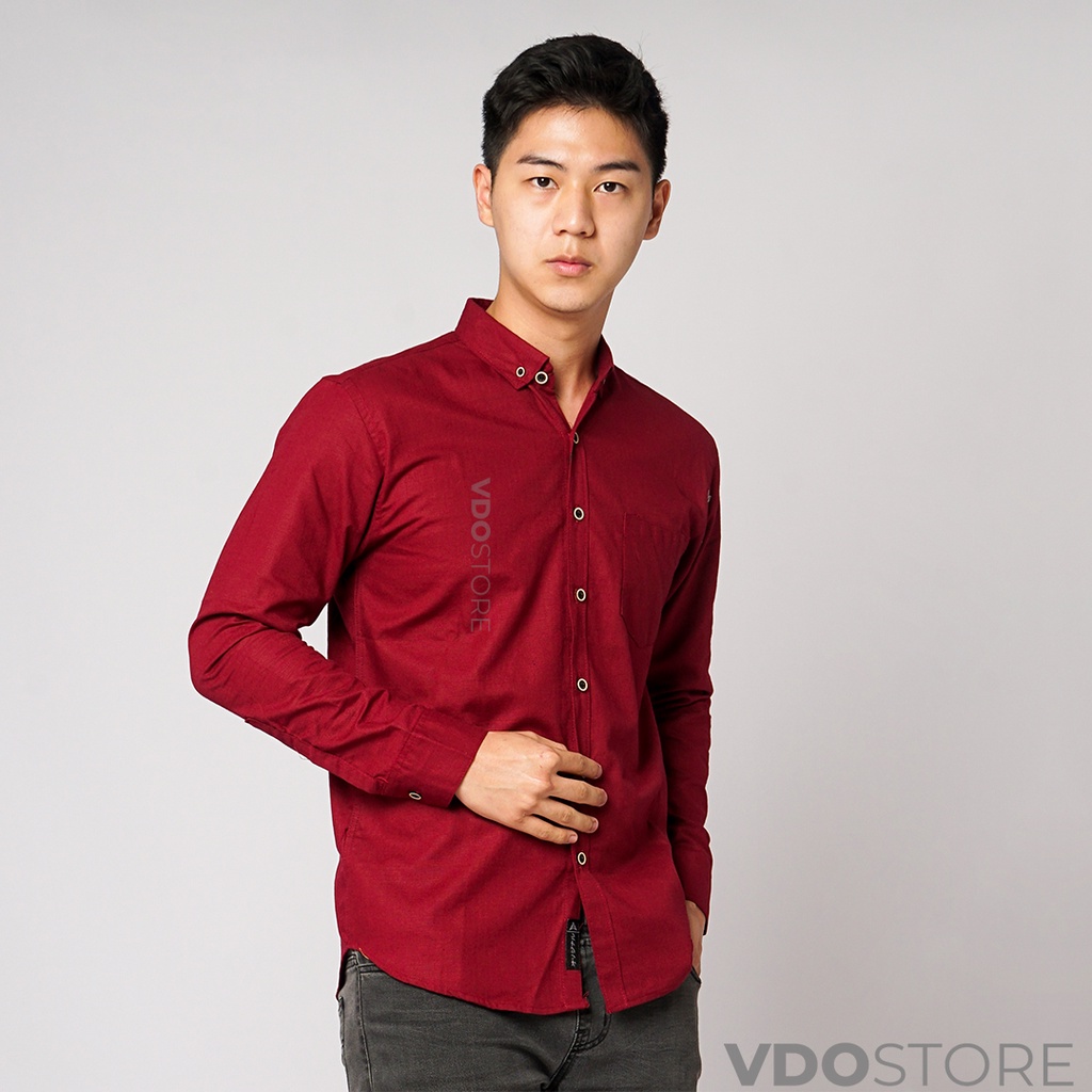 KEMEJA PRIA MAROON BASIC LENGAN PANJANG BAJU DEWASA POLOS PREMIUM KEMEJA MERAH KERJA TEBAL M L XL MEN SHIRT KEMEJA KANTOR FORMAL SANTAI CASUAL SEMI KASUAL VIRAL MURAH KATUN KUALITAS