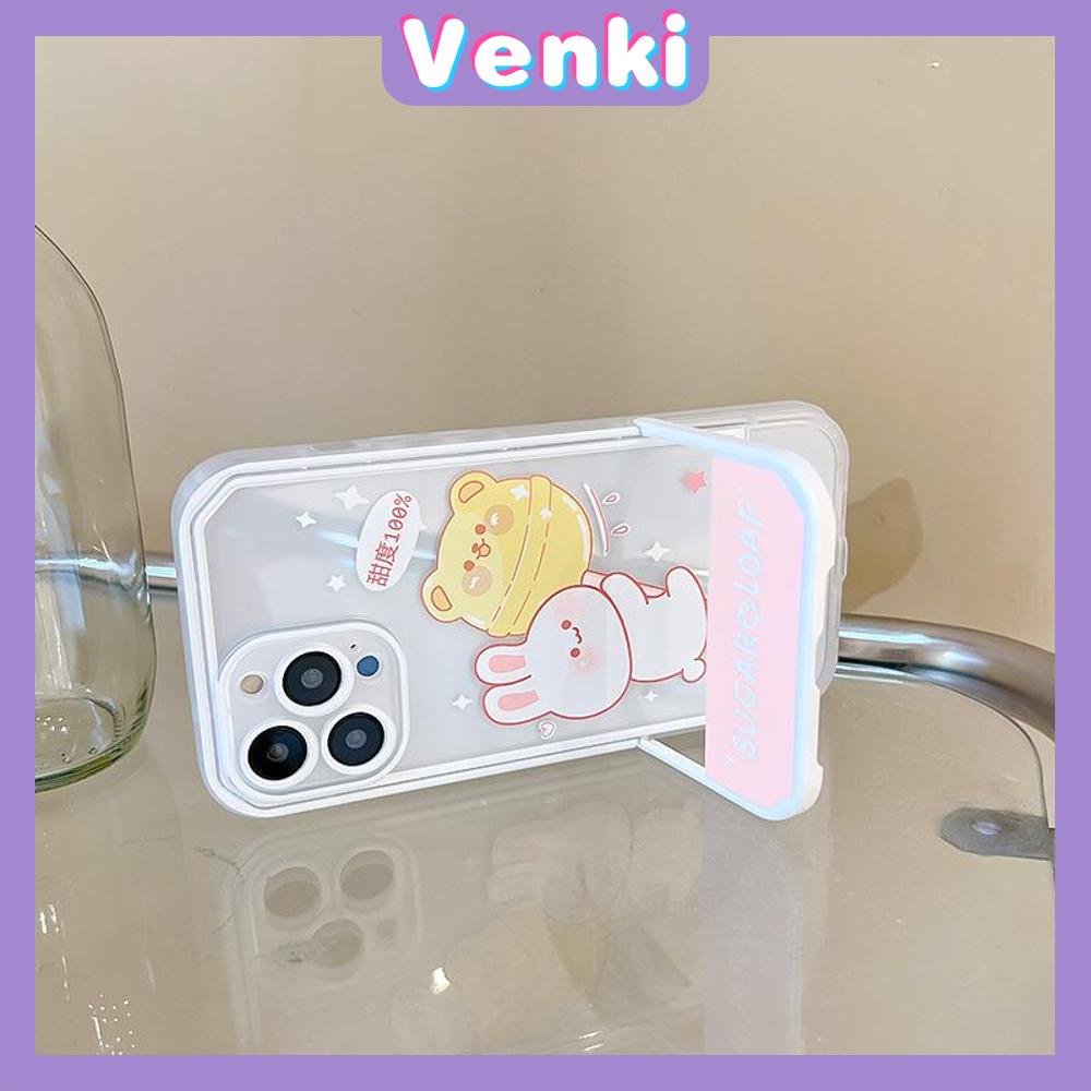 iPhone Case Acrylic Invisible Folding Stand Silicone Soft Case Shockproof Camera Cover Rabbit Cute Cartoon Compatible For iPhone 11 Pro Max 13 Pro Max 12 Pro Max 7Plus xr XS Max