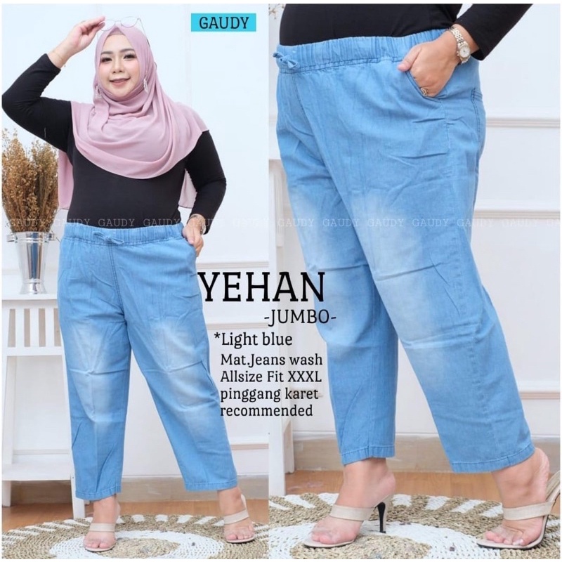 JEANS JUMBO WANITA JEAN BIG SIZE TERBARU fit XXL berat sd 100kg