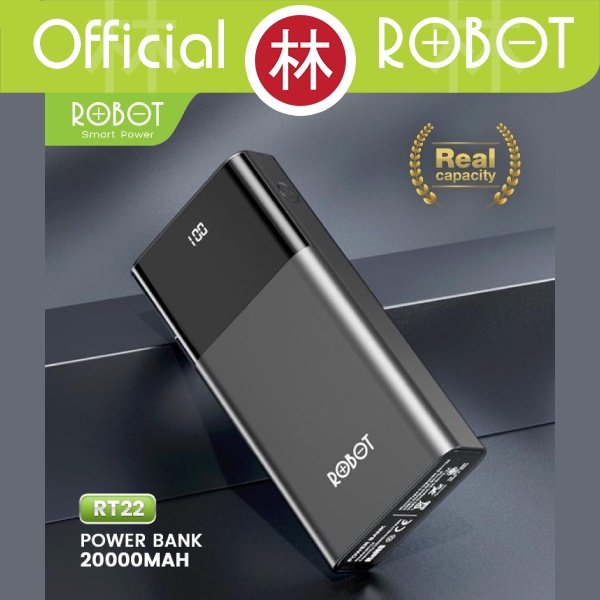 ROBOT RT22 PowerBank 20000mah Dual Port Input &amp; Output Led Display .