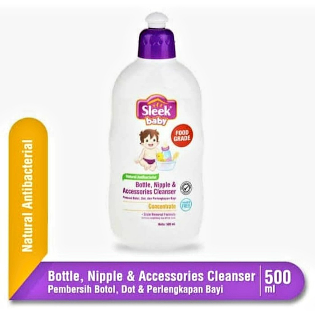 Original Sleek My Baby Sabun pencuci botol susu buah dan sayur  Kemasan Botol 500ml Sabun Botol Bayi Refill 450ml