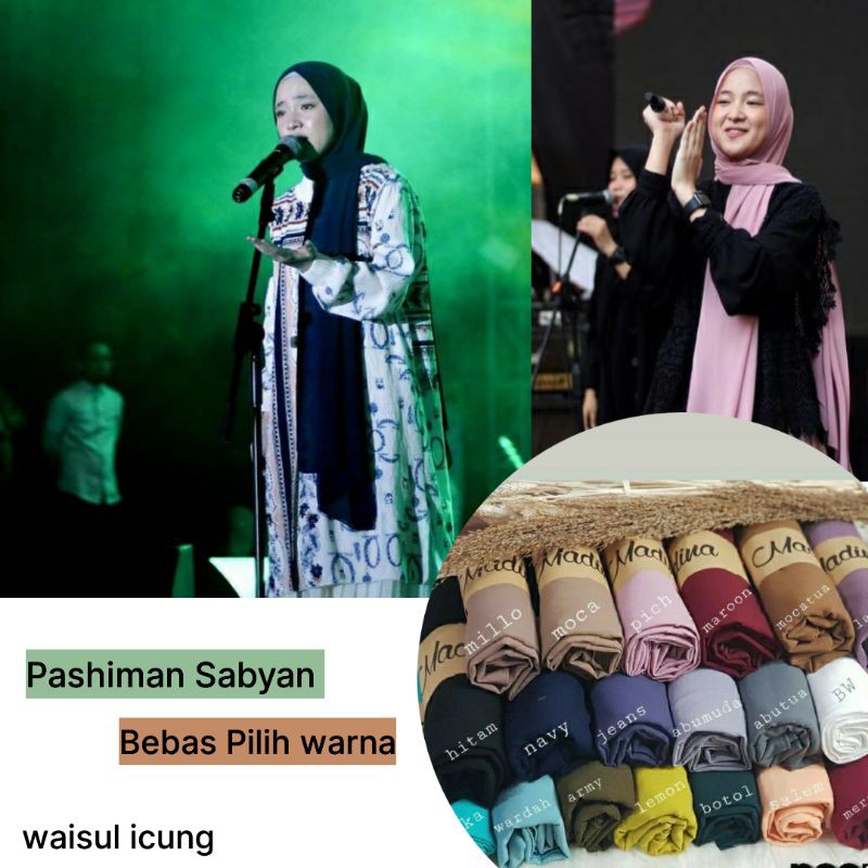 Jilbab Artis Nisa Sabyan kerudung Hijab Warna Fashion pashmina pasmina diamond