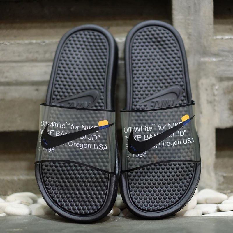 Sandal pria / sandal cowok / sandal unisex / sandal Slide Nike Off White Black original