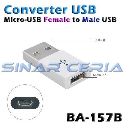 Converter Micro USB Female to Male USB 2.0 Socket Micro-USB Putih