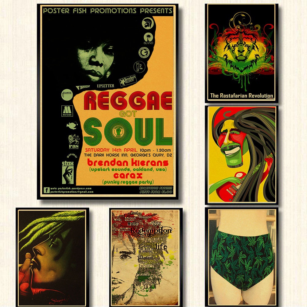 Poster Kertas Kraft Retro Vintage Motif Keep Calm And Smoke Weed Jamaican Reggae Warna Coklat