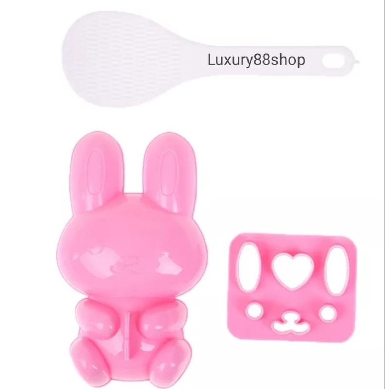 Cetakan Nasi Bento Bunny Set 3 in 1 Kecil Lucu