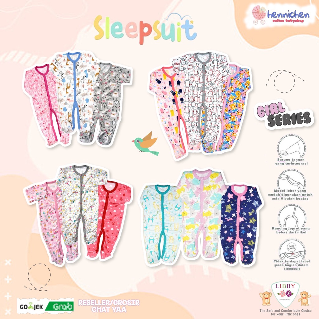 PROMO MURAH 1 PCS LIBBY PREMIUM SLEEPSUIT GIRL BOY ROMPER BAYI JUMPER BAYI