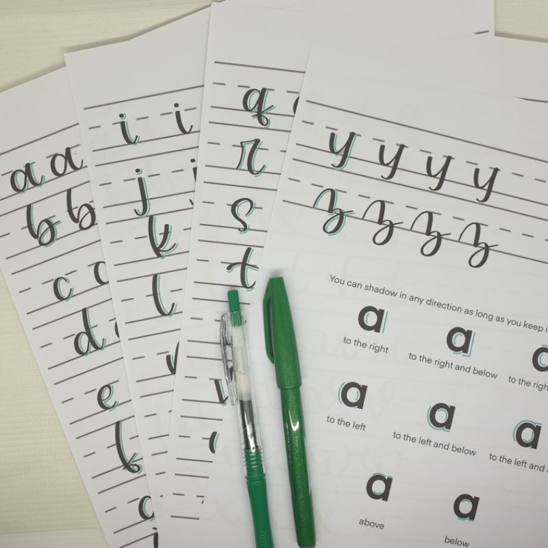 

Kertas Latihan Calligraphy Shadowing Fonts Lettering Worksheet // Dimino