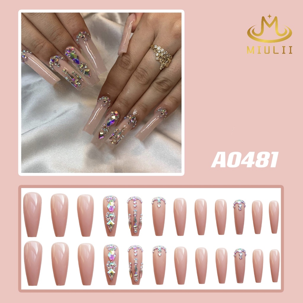 MIULII / KUKU PALSU  A0481  / 24PCS / 3D / NAIL ART / PREMIUM / CUTE / BIRU / FREE LEM JELLY / KUTEK