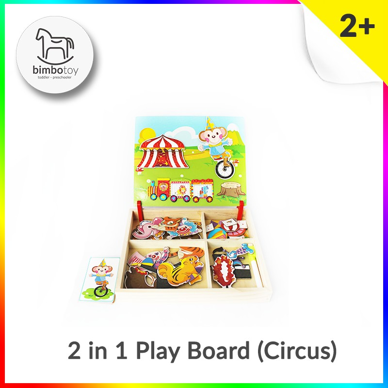 Mainan Kayu Anak Import | Mainan Papan Tulis | 2 in 1 Play Board (Circus)