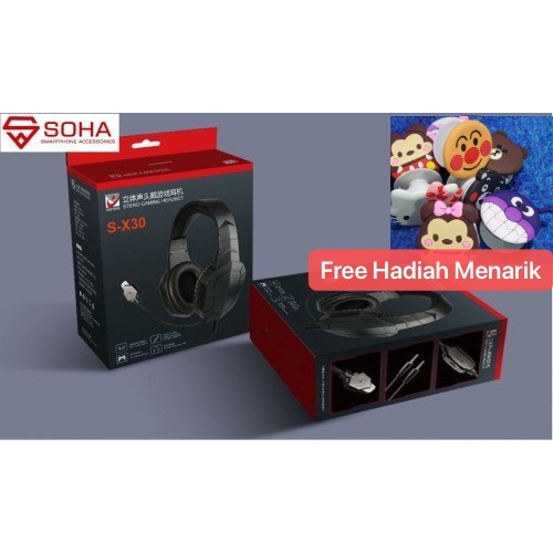 HGM-001 SOHA Headphones Bando Gaming Headset Kabel PC &amp; Free Hadiah Menarik