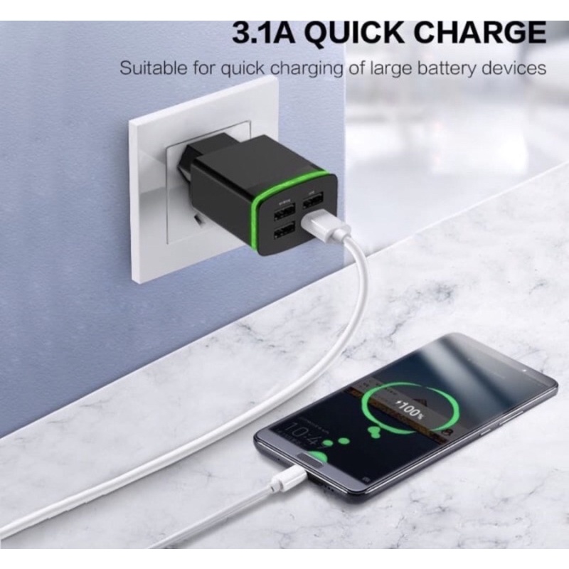 Adapter Charger PINZY 4 Port Usb with Led T22 Series - Kepala Charger T22 -