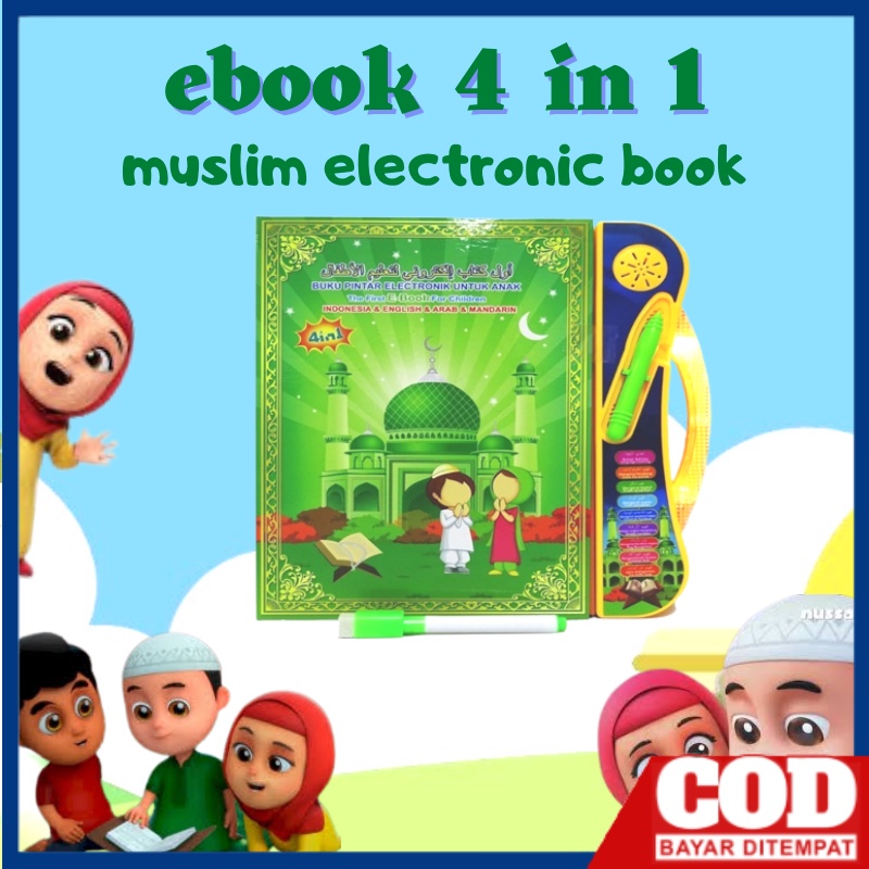 Mainan anak buku edukasi pintar EBOOK 4 IN 1 MUSLIM ELECTRONIC BOOK