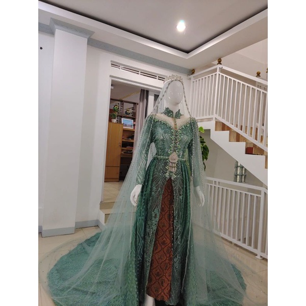 GAUN PENGAN SLIM BELAH DEPAN JUBAH EKOR LEPAS WARNA HIJAU WARDAH UKURAN ALL SIZE TO L