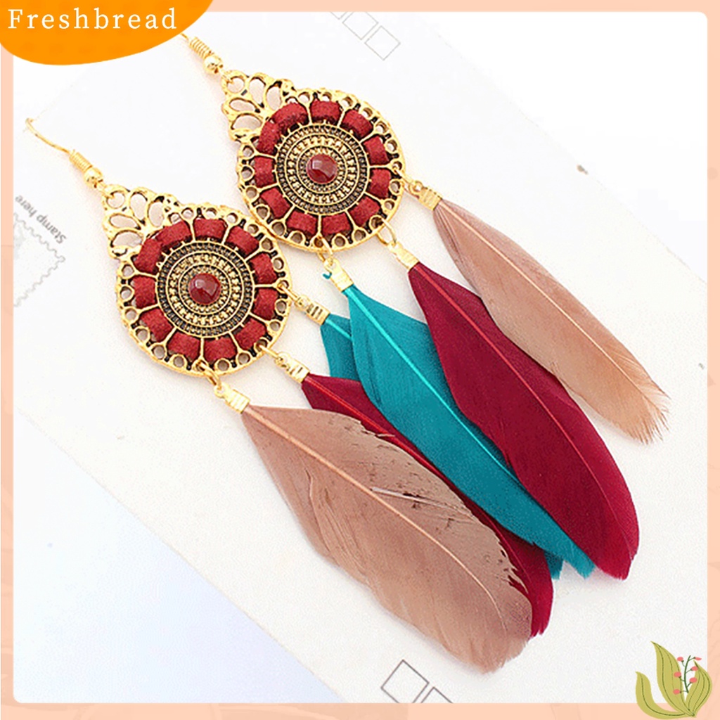 [TERLARIS]Earring Elegant Delicate Vintage Feather Eardrop for Dressing Room