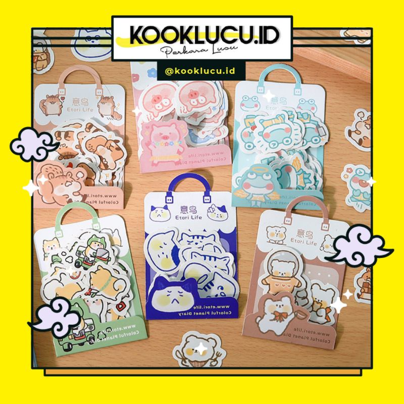 

kooklucu.id* Sticker 40pcs Waterproof Gaya Korean Aestethic scrapbook lovers