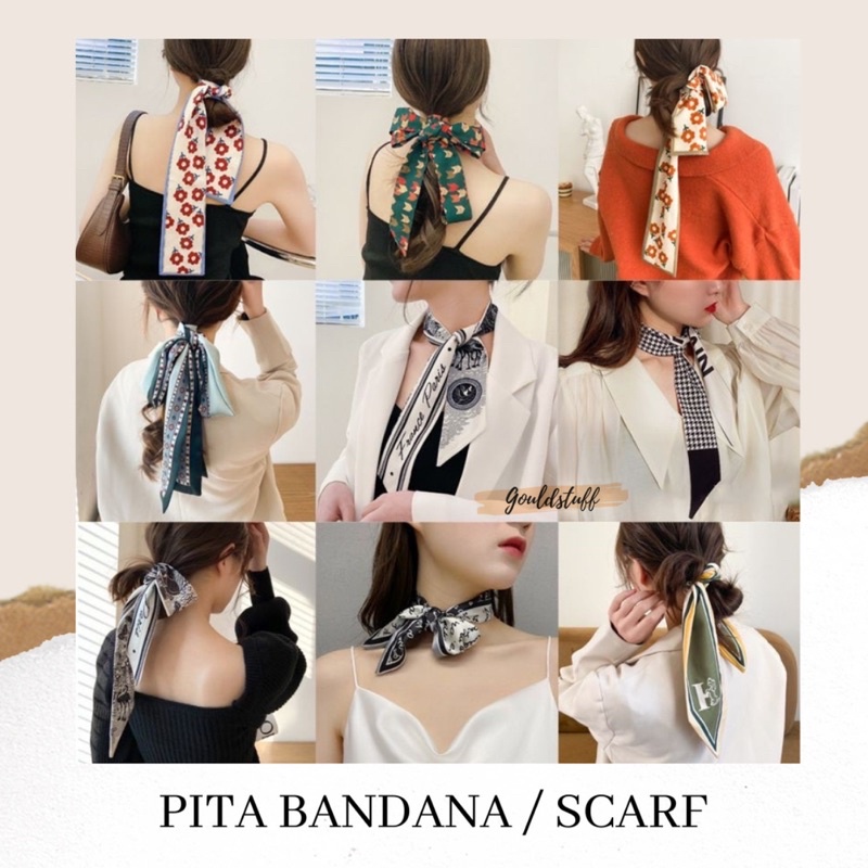 Pita Bandana Mini Syal Twilly Korea | Bando Wanita Satin Premium | Syal Leher Girl | Scarf Premium |