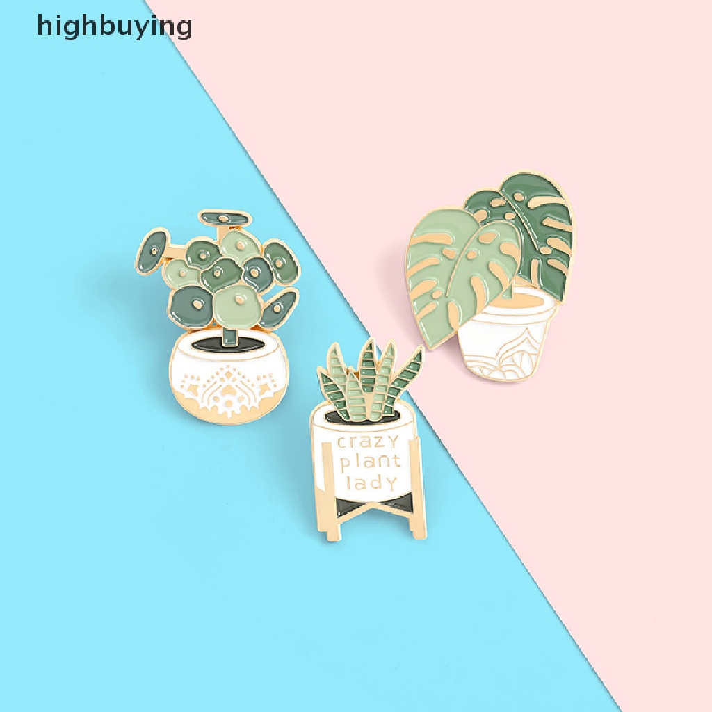 Hbid Bros Pin Enamel Desain Tanaman Pot Monstera Sansevieria I Love Plant