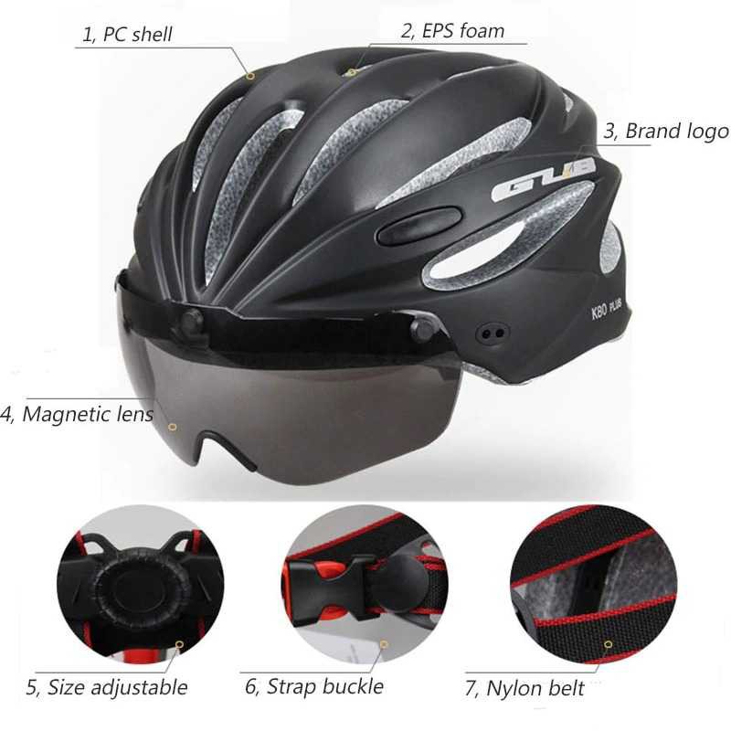 Helm Sepeda Pelindung Kepala Cycling Visor Aero Magnetic Lens Aksesoris Sepedah Helem Olahraga Speda