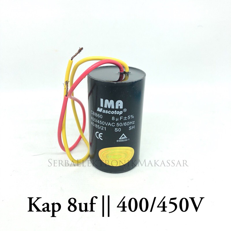 Kapasitor Capasitor Mesin Cuci 8uf 400/450V IMA Mascotop