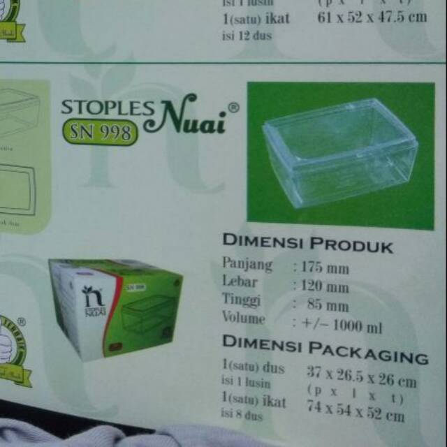 Toples Nuai SN 998 persegi panjang 1 kg