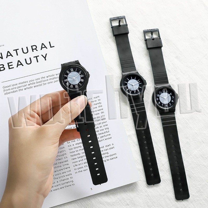 Watchyou Jam Tangan Wanita A0031 Jam Tangan Hitam INS Simple Quartz Korea