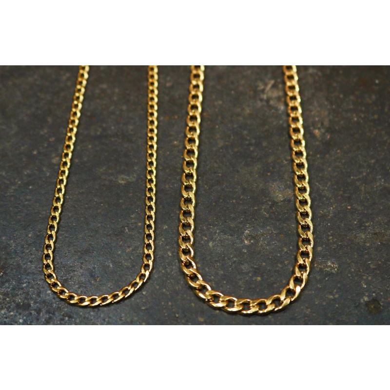 kalung gold titanium model Rante pipih / kalung titanium terbaru anti luntur / kalung gold anti karat