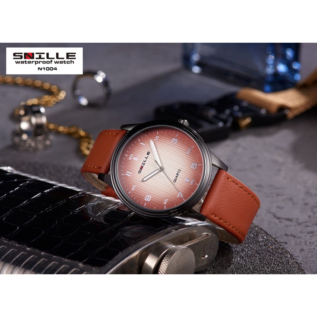 PROMO SNILLE KODE 1004-JAM TANGAN KULIT PRIA&WANITA ORIGINAL ASLI ANTI AIR WATERPROOF-FREE BOX-FREE 