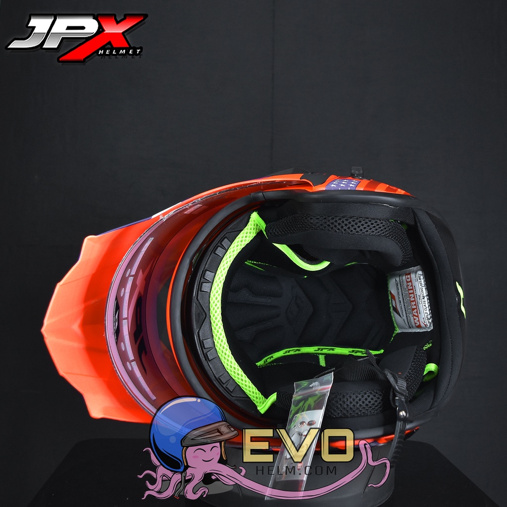 HELM JPX SUPERMOTO_INFINITY SOLDIER - FLUO RED DOFF