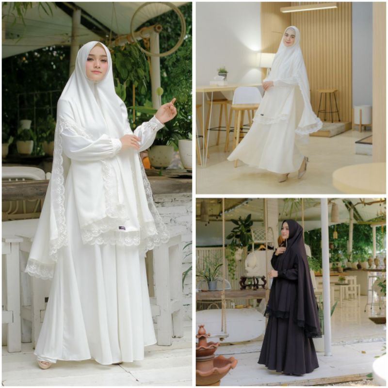 baju gamis wanita dress muslim terbaru ARSY AJWA SYAR'I Gamis Umroh Gamis putih syar'i big size baju