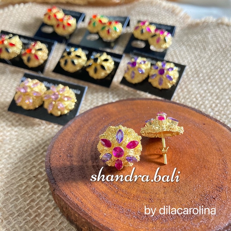 Shandra Bali - Sumpel Anting Motif Bali Mini Emas Alpaka