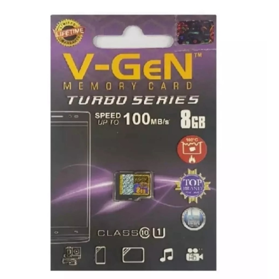 Memory Card / Micro SD V-GEN Turbo 8GB Class 10 100MB/s Series Micro SD V-GEN Memory Card HP 8GB V-GEN-ORIGINAL