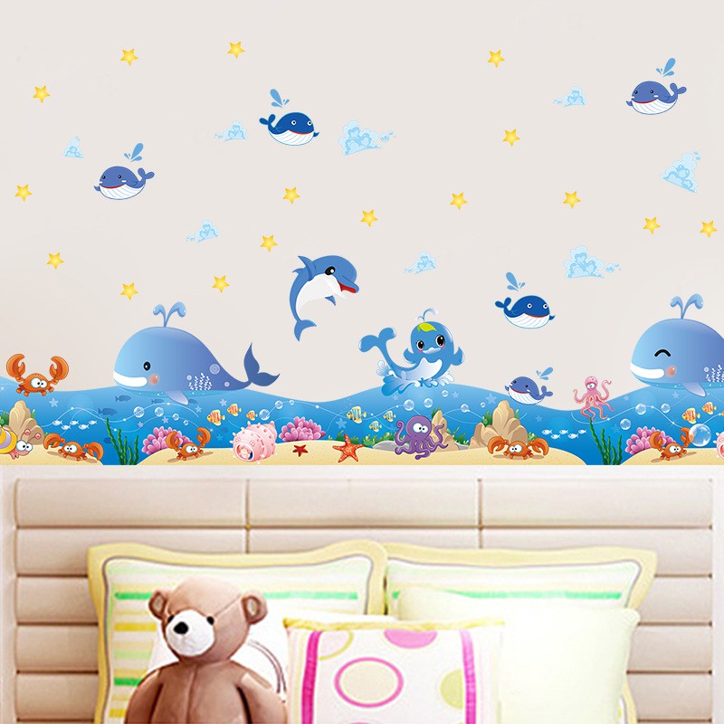 RELIZA WALL STICKER LIS IKAN PAUS FISH RUMPUT LAUT KAMAR MANDI STIKER DINDING XL7149