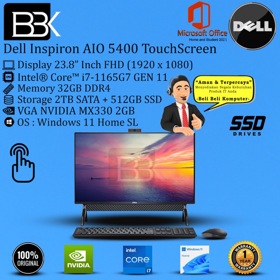 DELL Inspiron AIO 5400 Touch i7-1165G7 32GB 2TB+512GB VGA W11HSL OHS