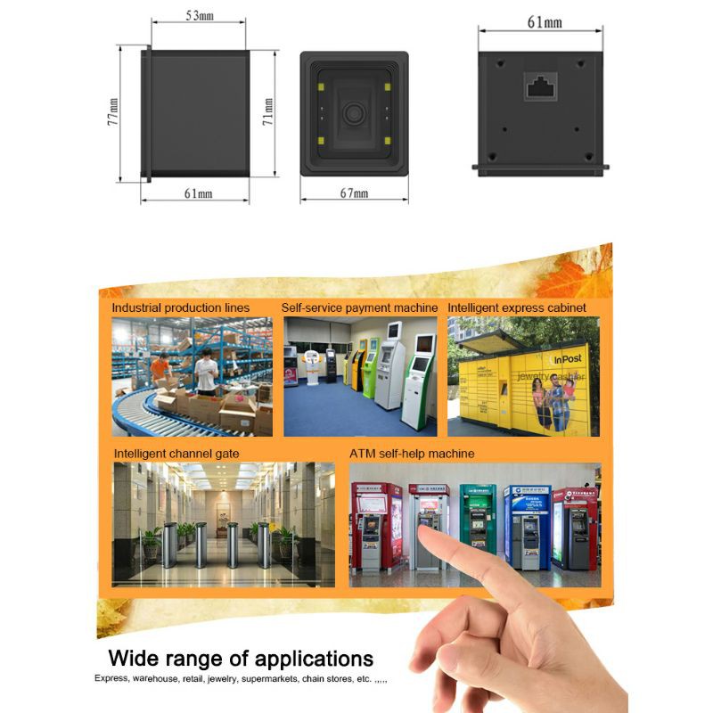 TaffWare Embedded Fixed Mount Barcode Scanner 2D QR 1D